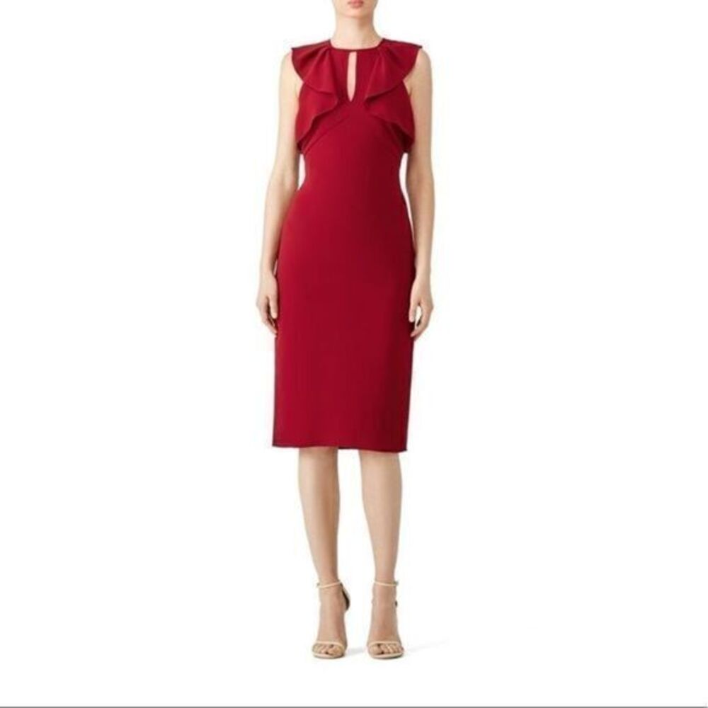 Shoshanna red midi sheath Darwin cocktail …